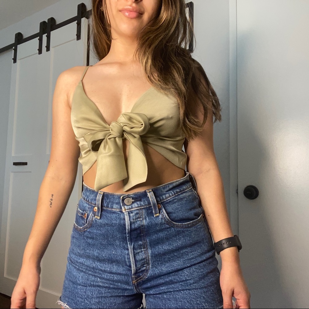 Princess Polly Bow Tie Crop Top Blouse